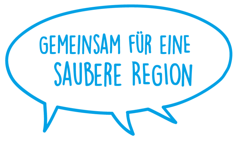 Sprechblase «Gemeinsam für eine saubere Region». 